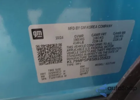 2025 Chevrolet Trailblazer Fwd Lt from USA, damaged, VIN KL79MPSP8SB105923